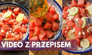 Orzeźwiająca sałatka z arbuzem, fetą i ogórkiem, polana dressingiem z miętą. Idealna na lato!