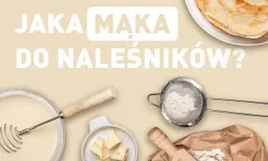 Jaka mąka do naleśników zamiast pszennej? Składniki na pyszne naleśniki: ciasto, masło, mąka w sitku i worek z mąką.