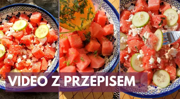 Orzeźwiająca sałatka z arbuzem, fetą i ogórkiem, polana dressingiem z miętą. Idealna na lato!