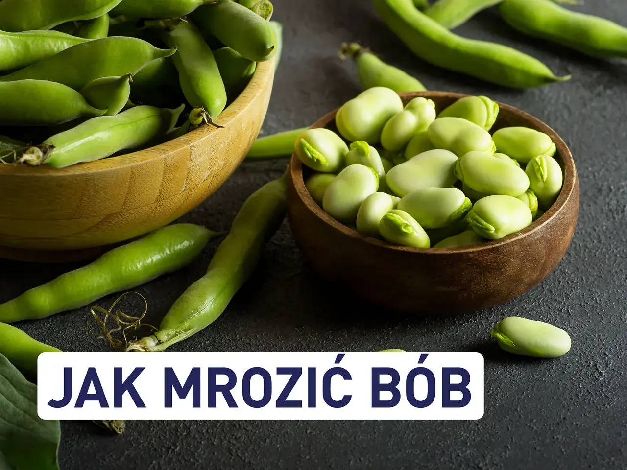 Świeży bób w łupinach i wydłubany, gotowy, by dowiedzieć się, jak zamrozić bób na zimę.