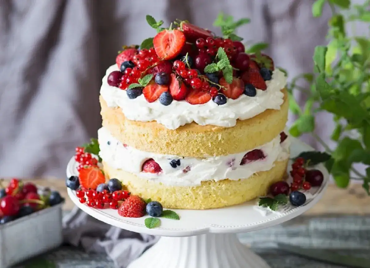 Pyszny tort z bitą śmietaną i owocami leśnymi, idealny na urodziny. Ten przepis na tort urodzinowy zachwyci każdego!