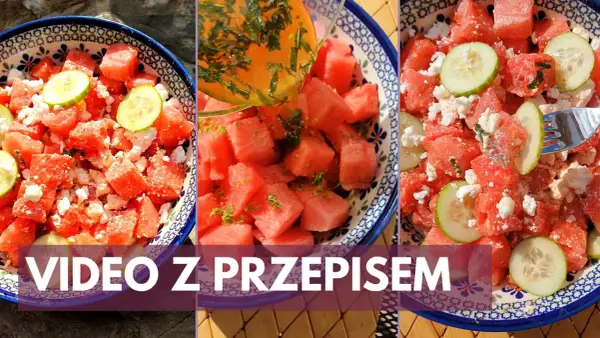 Orzeźwiająca sałatka z arbuzem, fetą i ogórkiem, polana dressingiem z miętą. Idealna na lato!